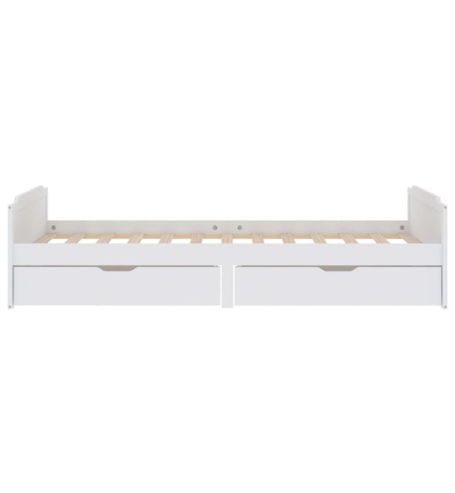 Massivholzbett mit Schubladen Weiss Kiefer 90x200 cm