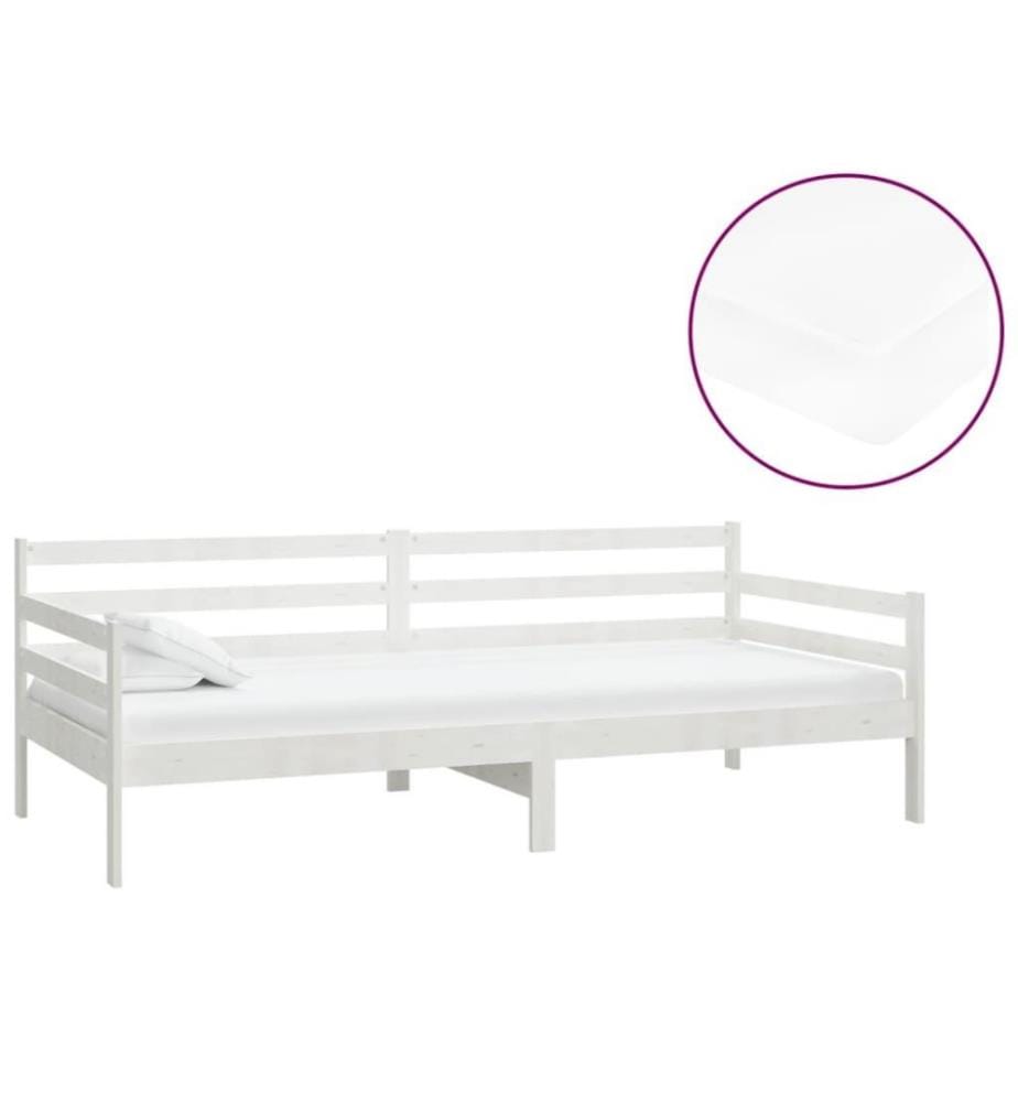 Tagesbett mit Matratze 90x200 cm Weiss Kiefer Massivholz