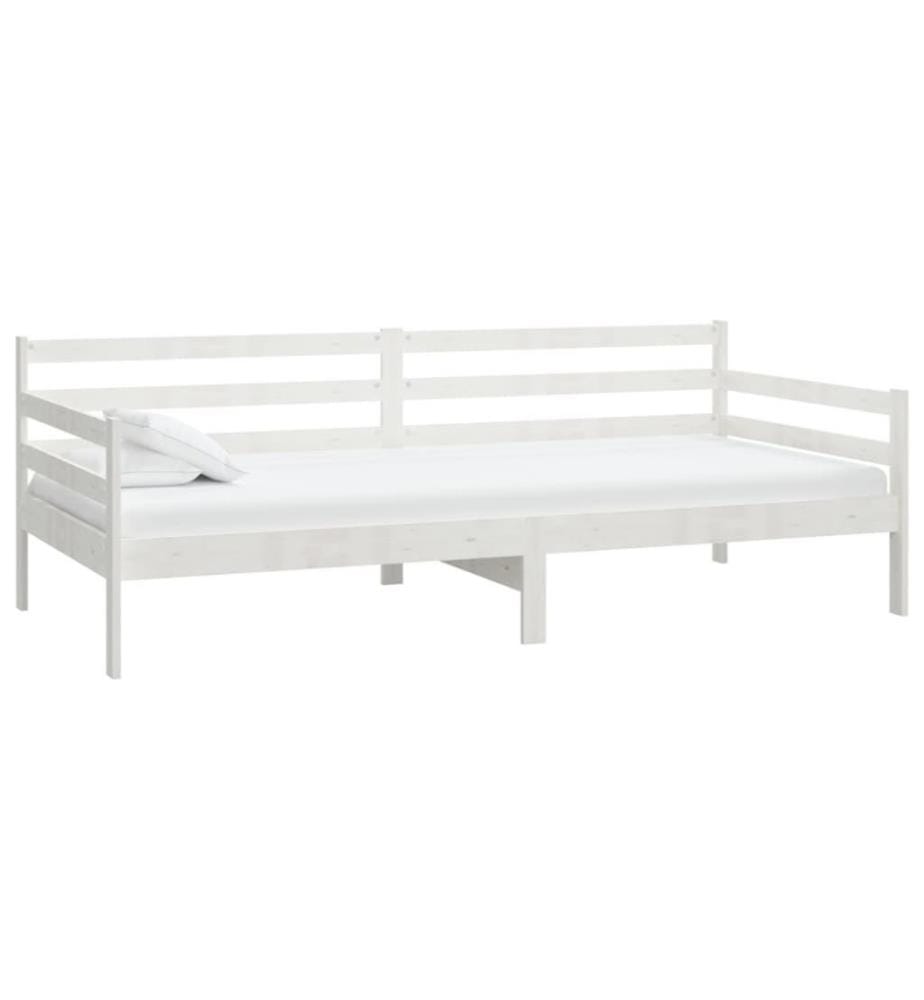 Tagesbett mit Matratze 90x200 cm Weiss Kiefer Massivholz