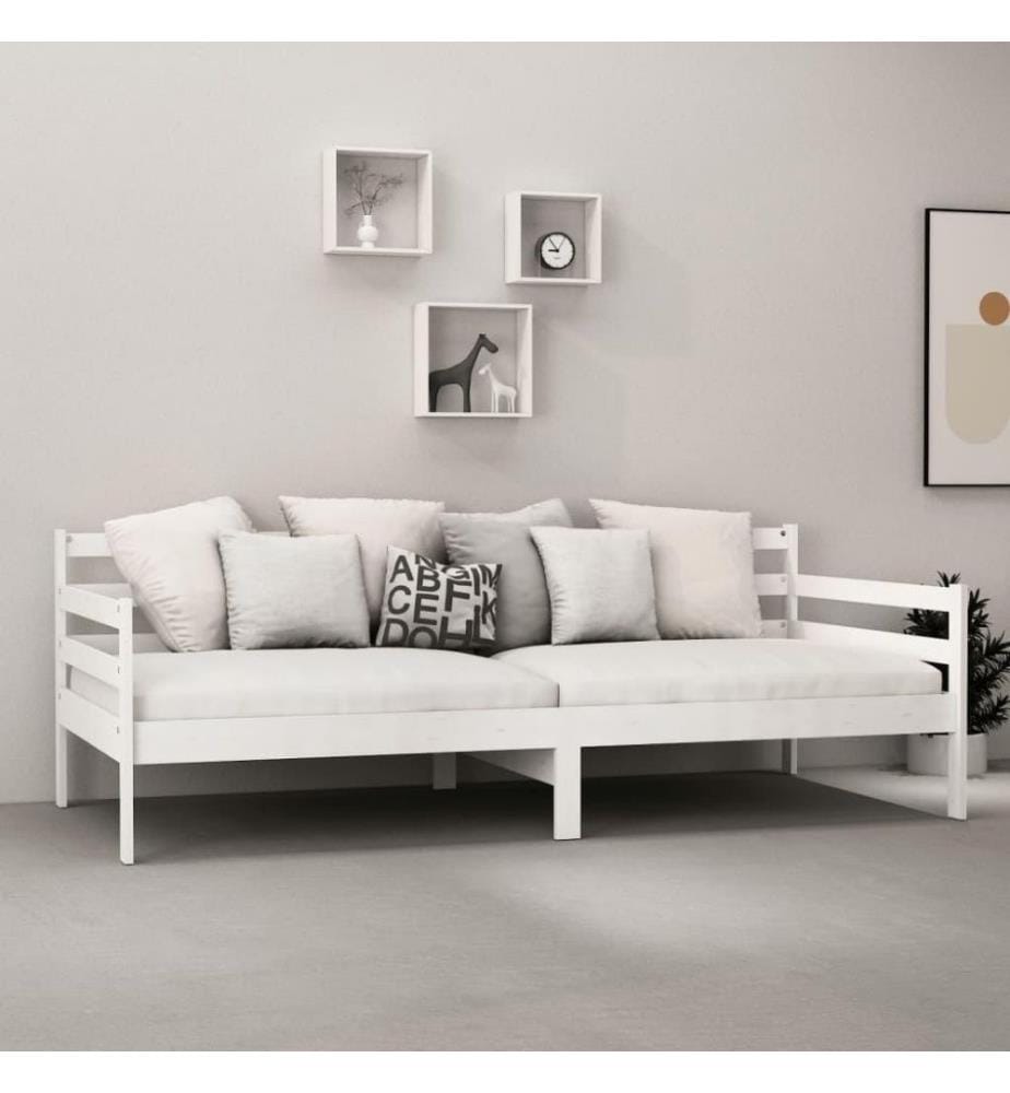 Tagesbett mit Matratze 90x200 cm Weiss Kiefer Massivholz