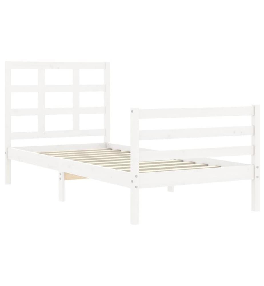 Massivholzbett mit Kopfteil Weiss 3FT Single