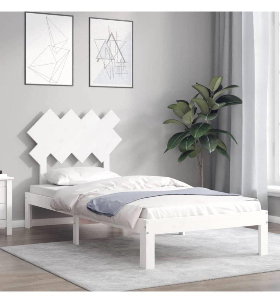 Massivholzbett mit Kopfteil Weiss 3FT Single