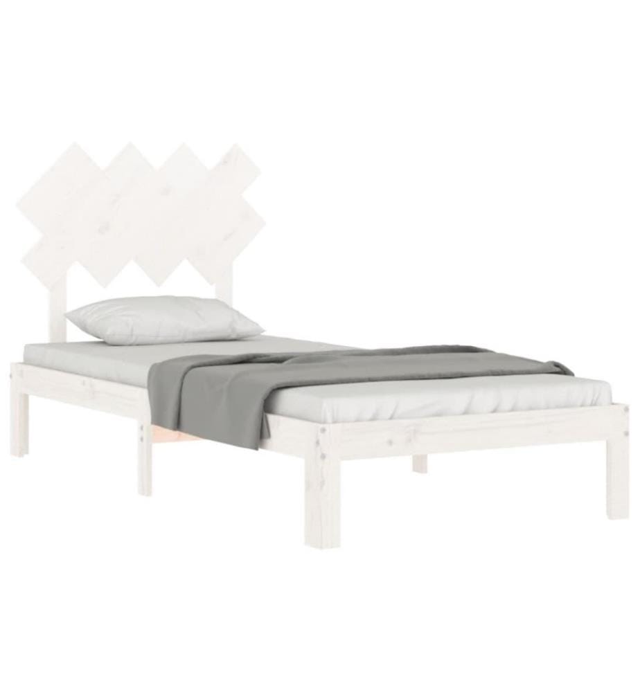 Massivholzbett mit Kopfteil Weiss 3FT Single