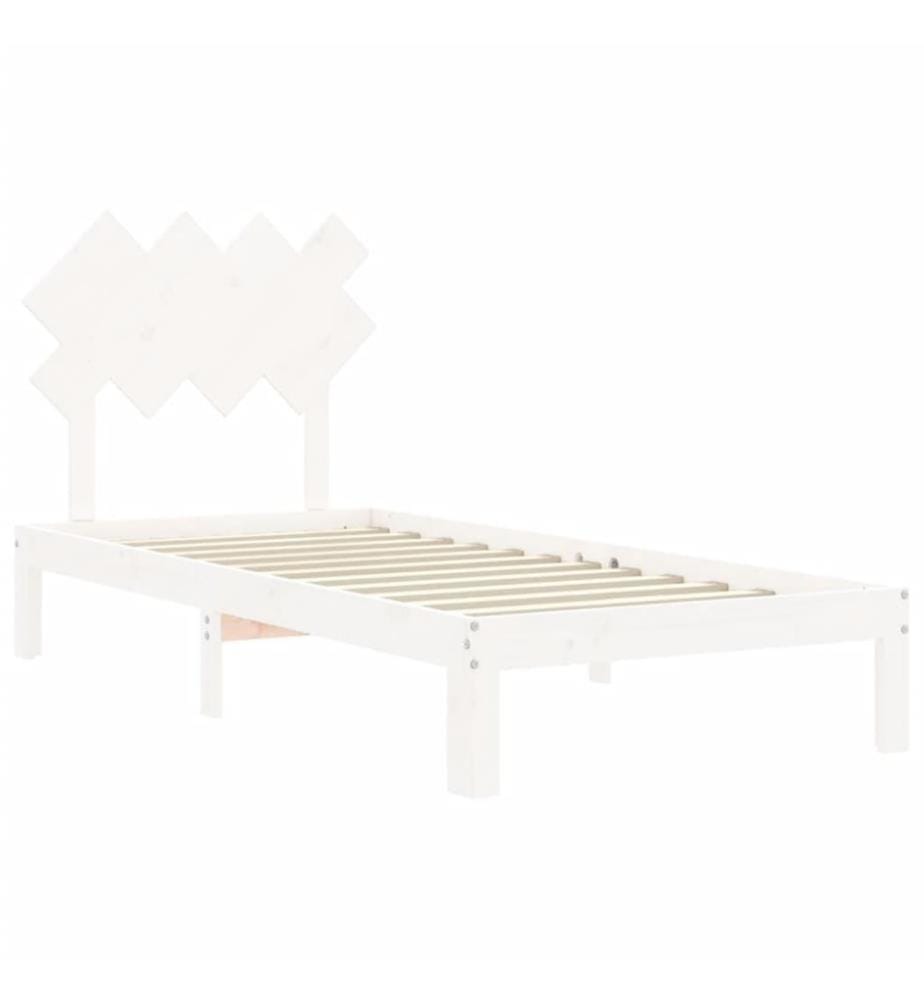 Massivholzbett mit Kopfteil Weiss 3FT Single