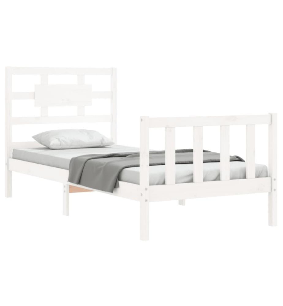 Massivholzbett mit Kopfteil Weiss 3FT Single