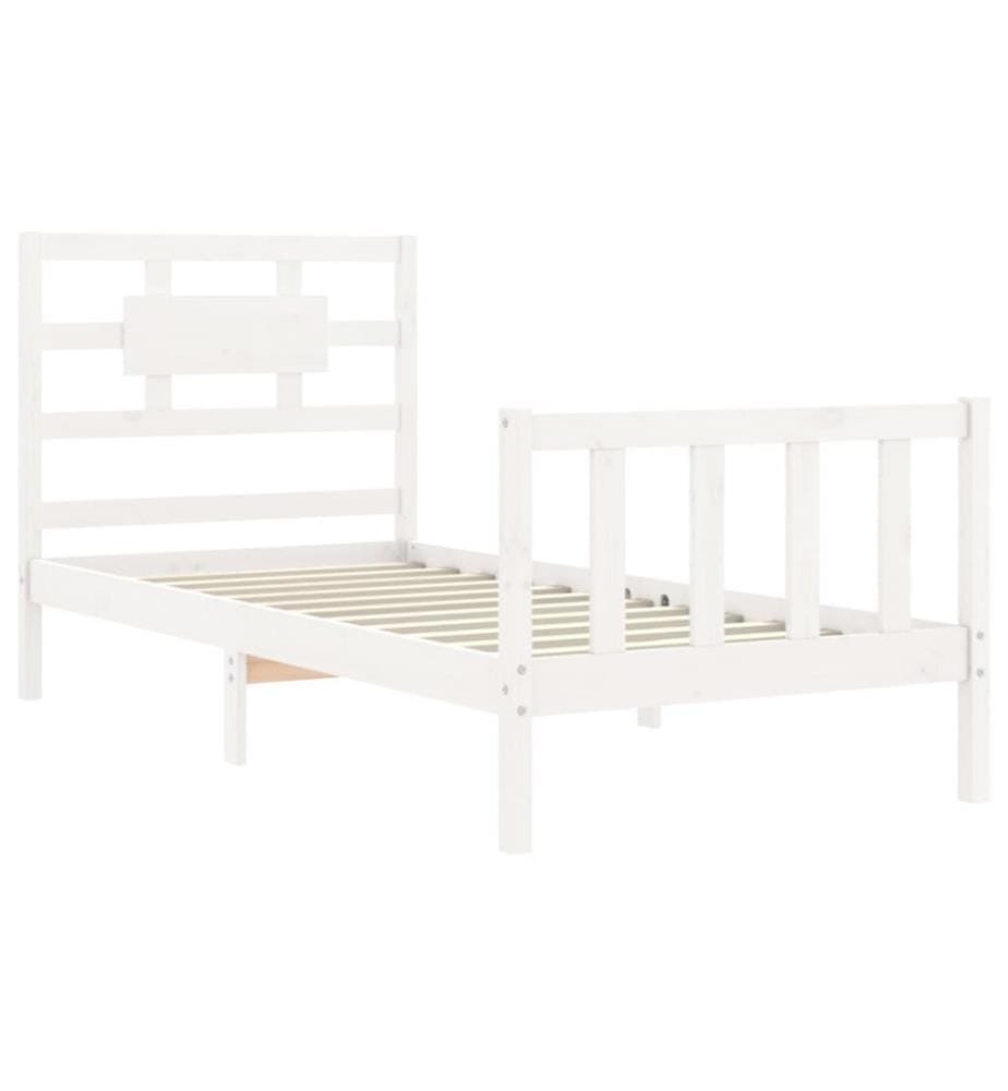 Massivholzbett mit Kopfteil Weiss 3FT Single