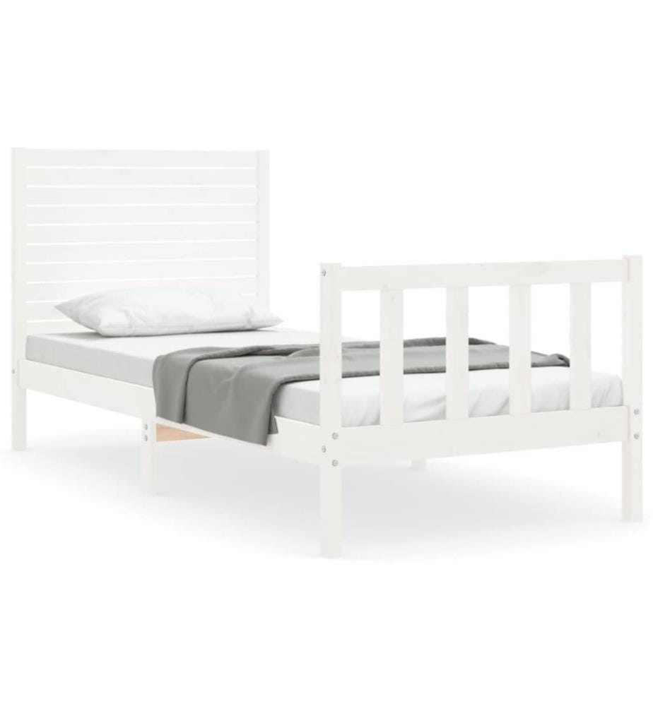 Massivholzbett mit Kopfteil Weiss 3FT Single