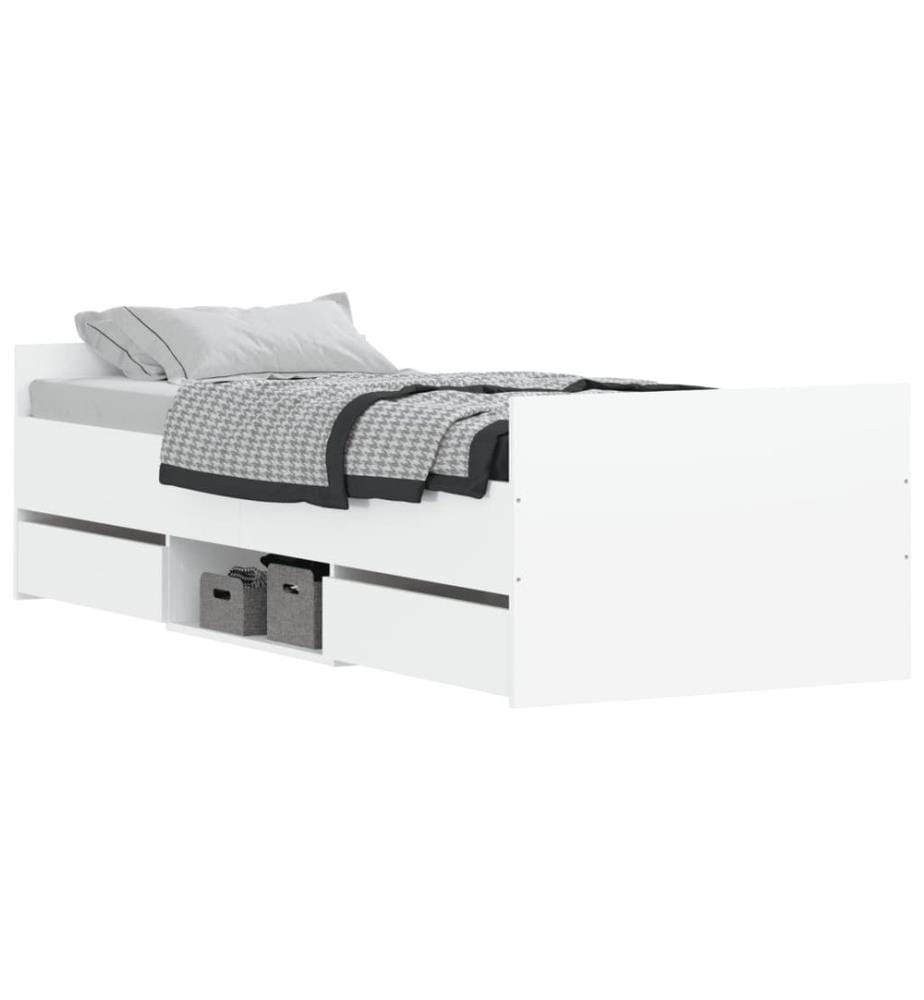 Bettgestell mit Kopf- und Fussteil Weiss 75x190 cm