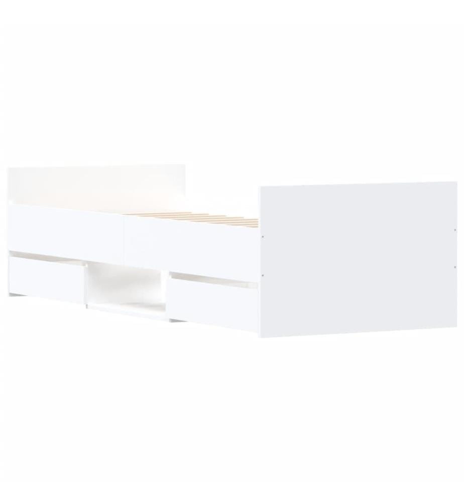 Bettgestell mit Kopf- und Fussteil Weiss 75x190 cm
