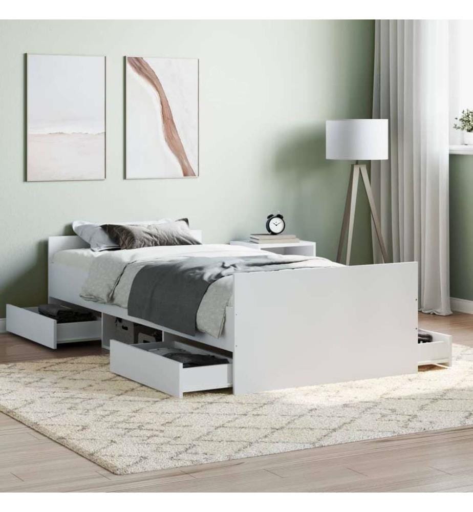 Bettgestell mit Kopf- und Fussteil Weiss 100x200 cm