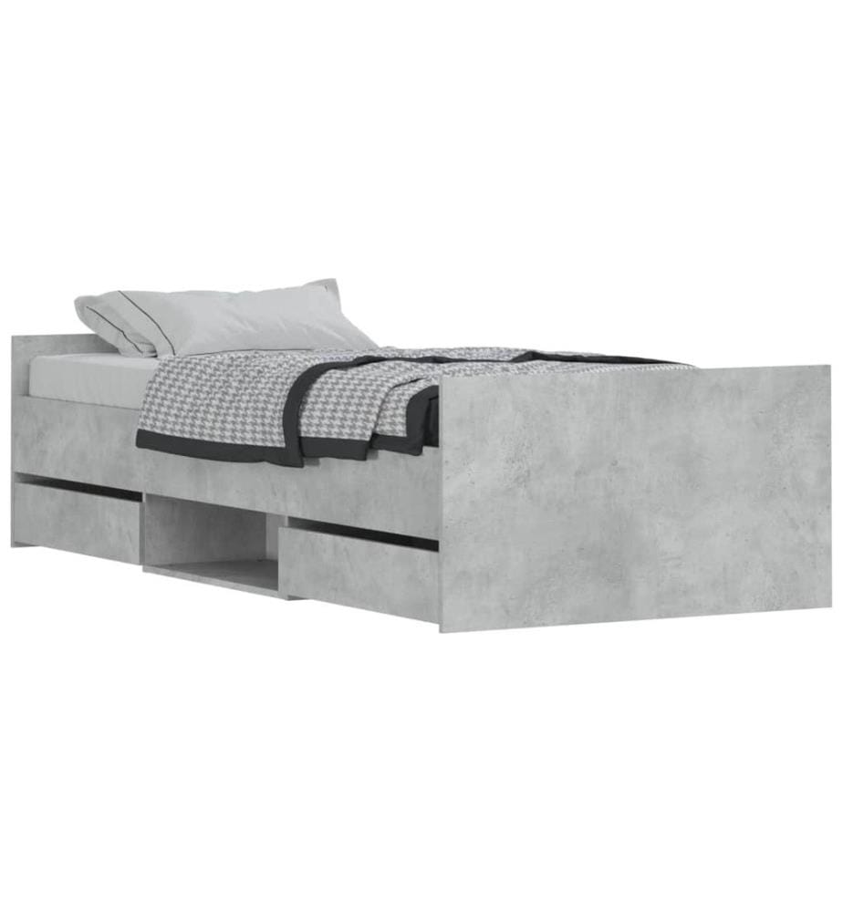 Bettgestell mit Kopf- und Fussteil Betongrau 100x200 cm