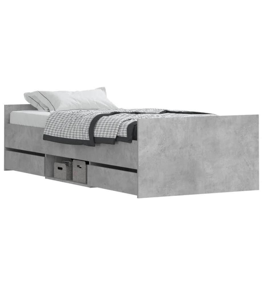 Bettgestell mit Kopf- und Fussteil Betongrau 100x200 cm