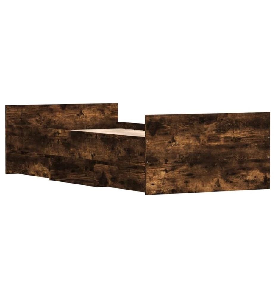 Bettgestell mit Kopf- und Fussteil Räuchereiche 100x200 cm