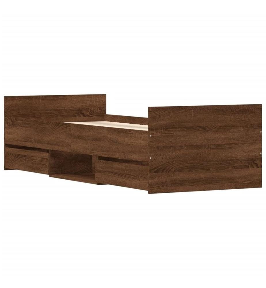 Bettgestell mit Kopf- und Fussteil Braun Eichen-Optik 75x190 cm