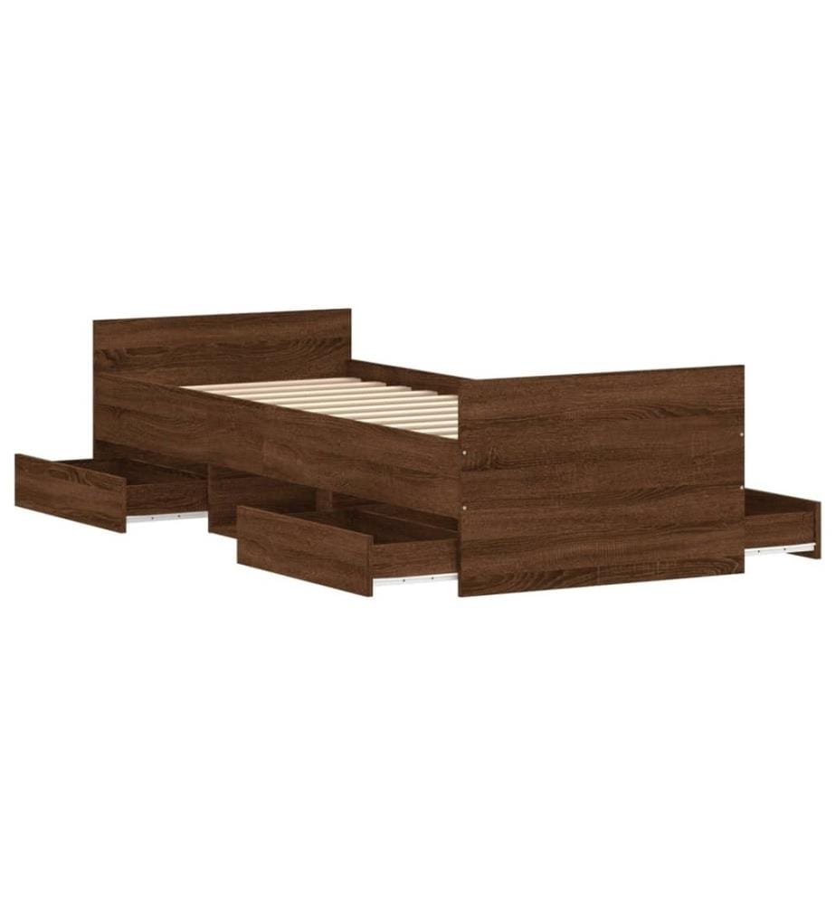 Bettgestell mit Kopf- und Fussteil Braun Eichen-Optik 75x190 cm