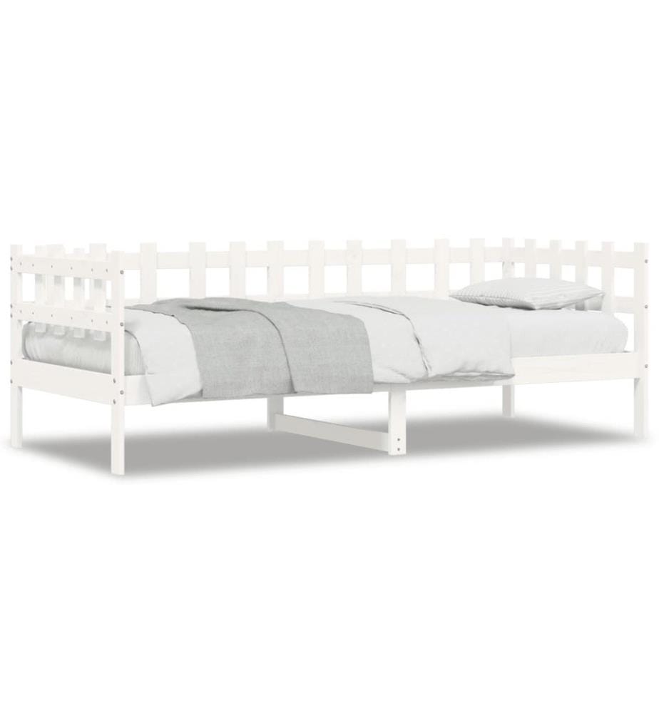 Tagesbett Weiss 90x200 cm Massivholz Kiefer