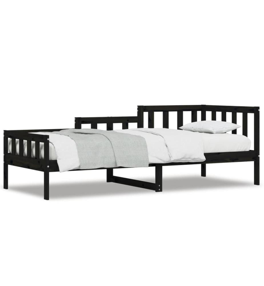 Tagesbett Schwarz 90x190 cm Massivholz Kiefer