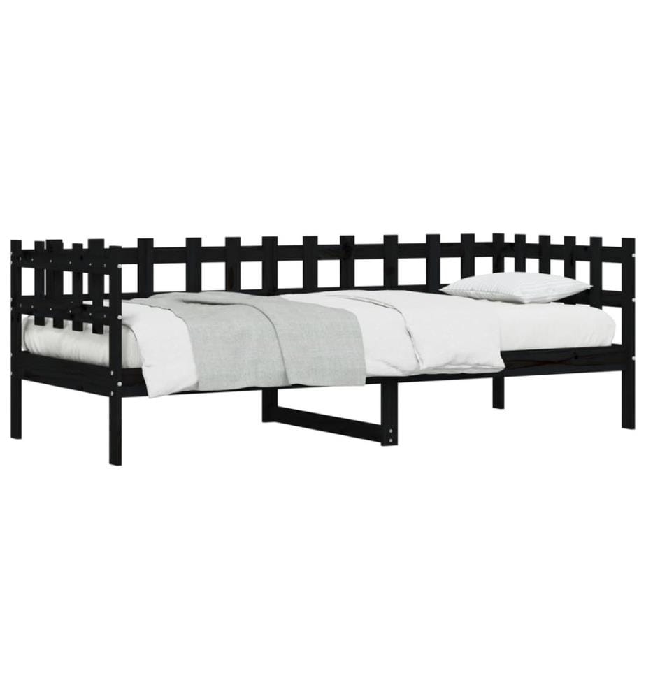 Tagesbett Schwarz 80x200 cm Massivholz Kiefer