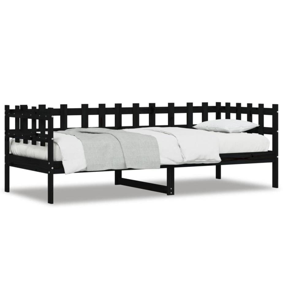 Tagesbett Schwarz 90x190 cm Massivholz Kiefer