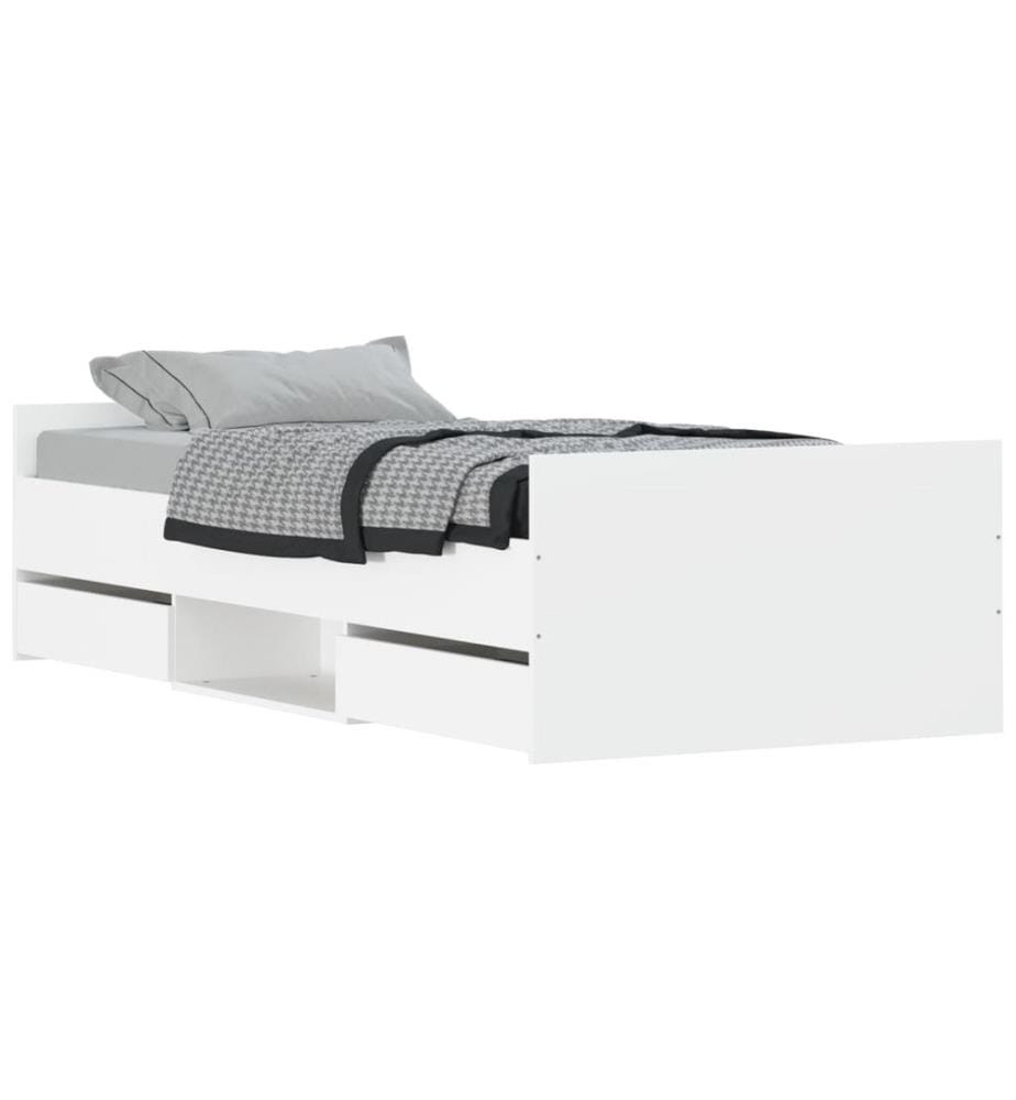 Bettgestell mit Kopf- und Fussteil Weiss 90x190 cm