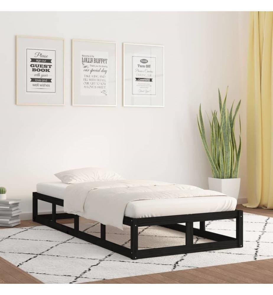Massivholzbett Schwarz 90x190 cm