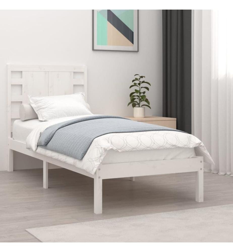 Massivholzbett Weiss 75x190 cm