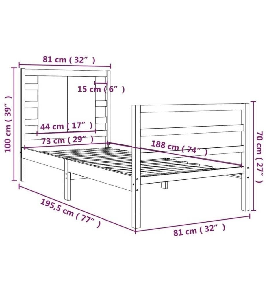 Massivholzbett Weiss Kiefer 75x190 cm