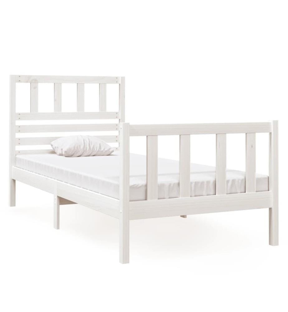 Massivholzbett Weiss 75x190 cm