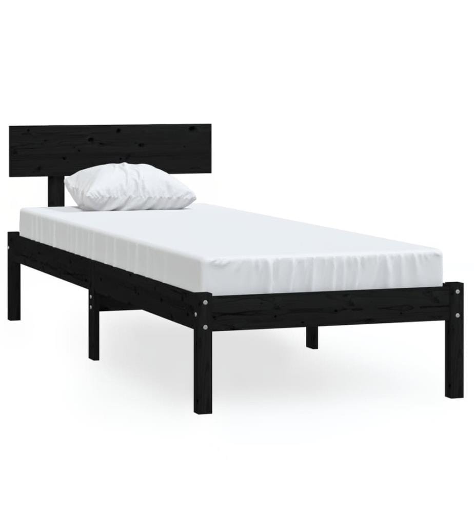 Massivholzbett Schwarz 75x190 cm