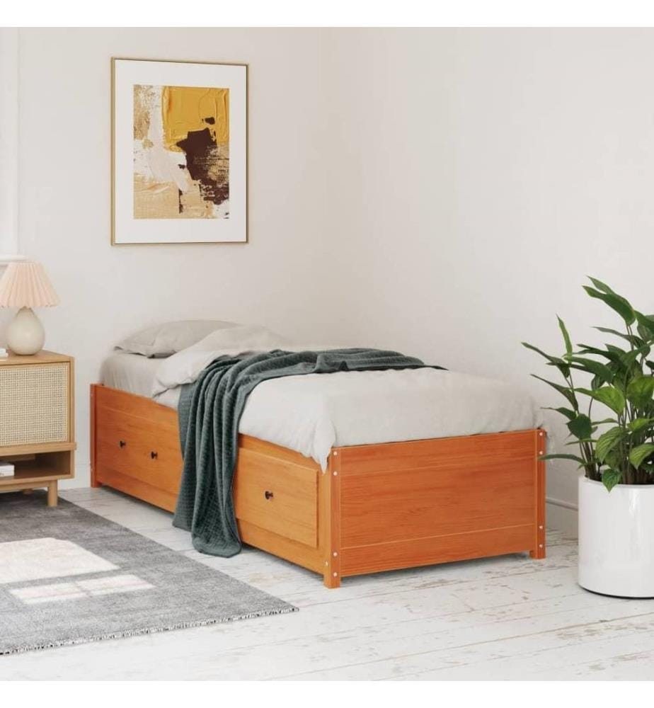 Tagesbett Wachsbraun 90x200 cm Massivholz Kiefer
