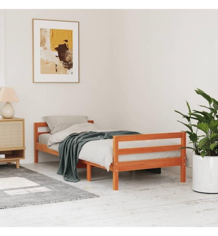 Massivholzbett Wachsbraun 80x200 cm Kiefer