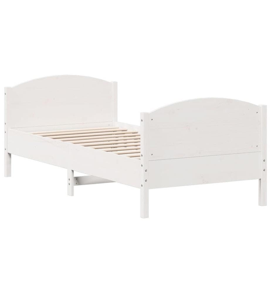Massivholzbett mit Kopfteil Weiss 75x190 cm Kiefer