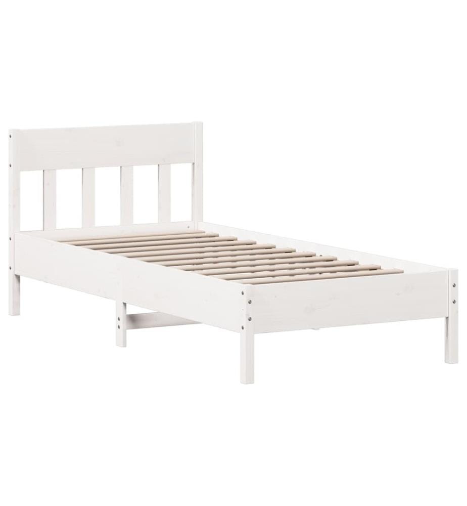 Massivholzbett mit Kopfteil Weiss 75x190 cm Kiefer