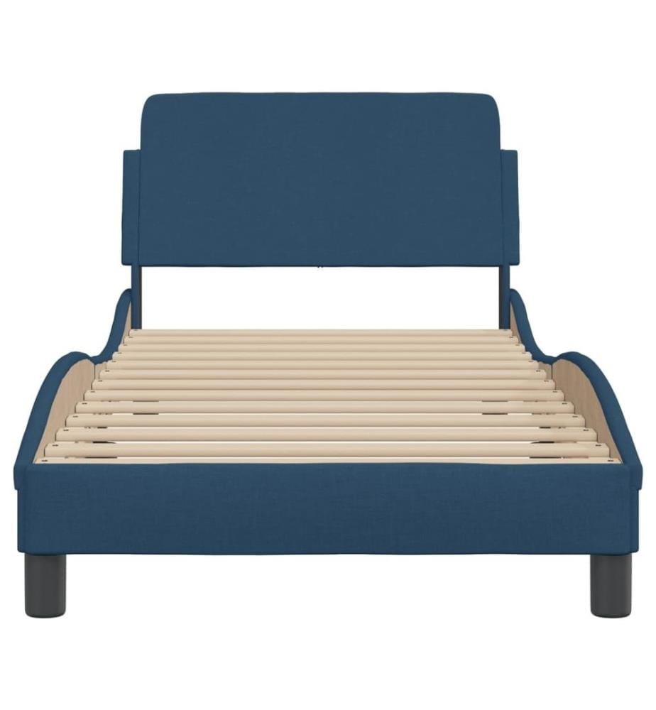 Bettgestell mit Kopfteil Blau 90x200 cm Stoff