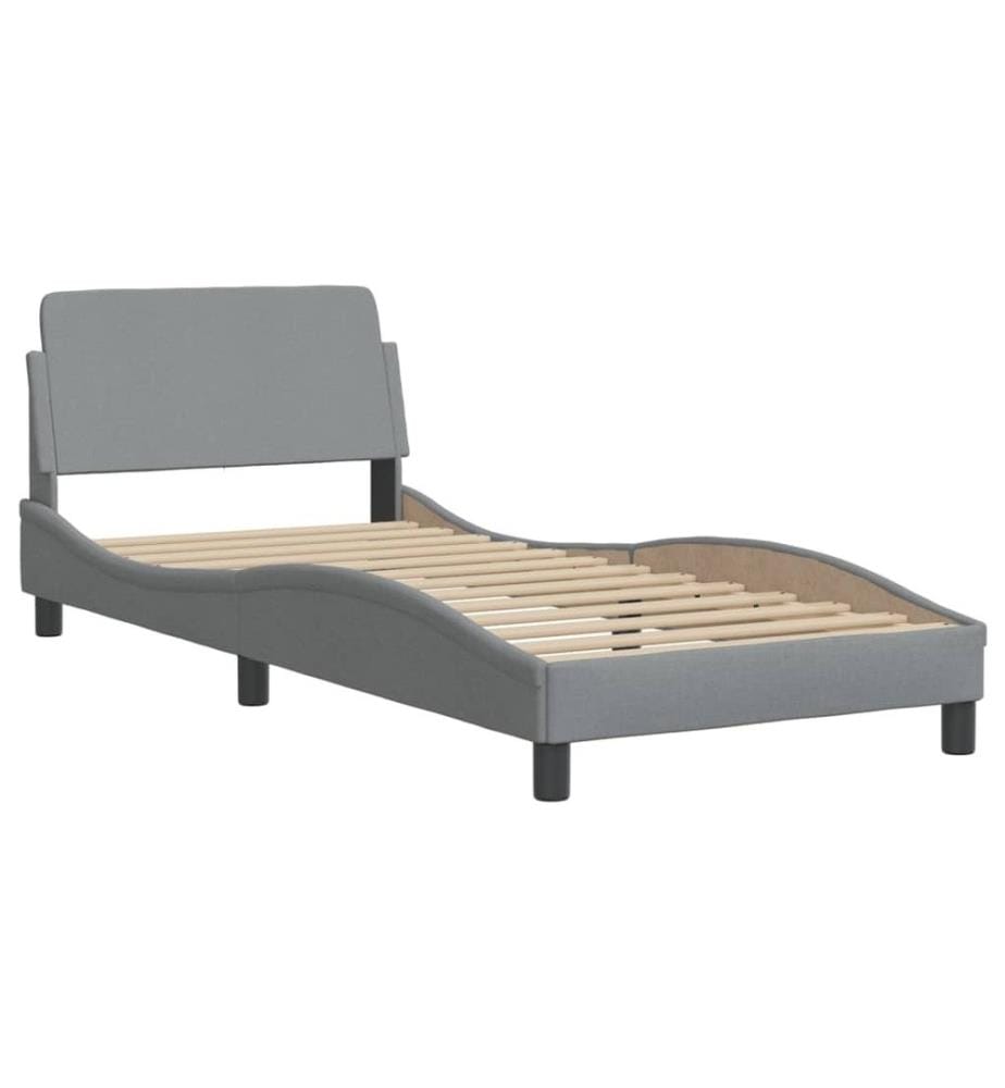 Bettgestell mit Kopfteil Hellgrau 80x200 cm Stoff