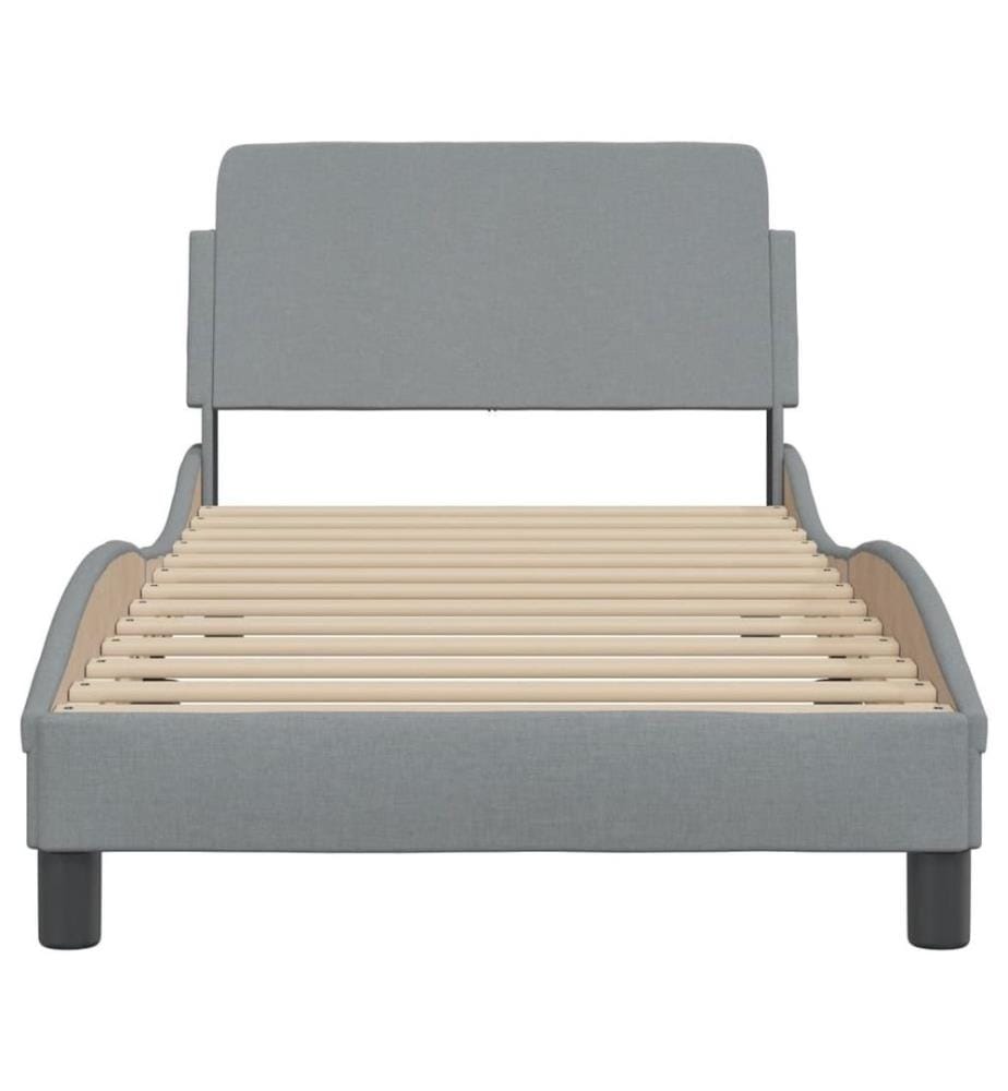Bettgestell mit Kopfteil Hellgrau 80x200 cm Stoff