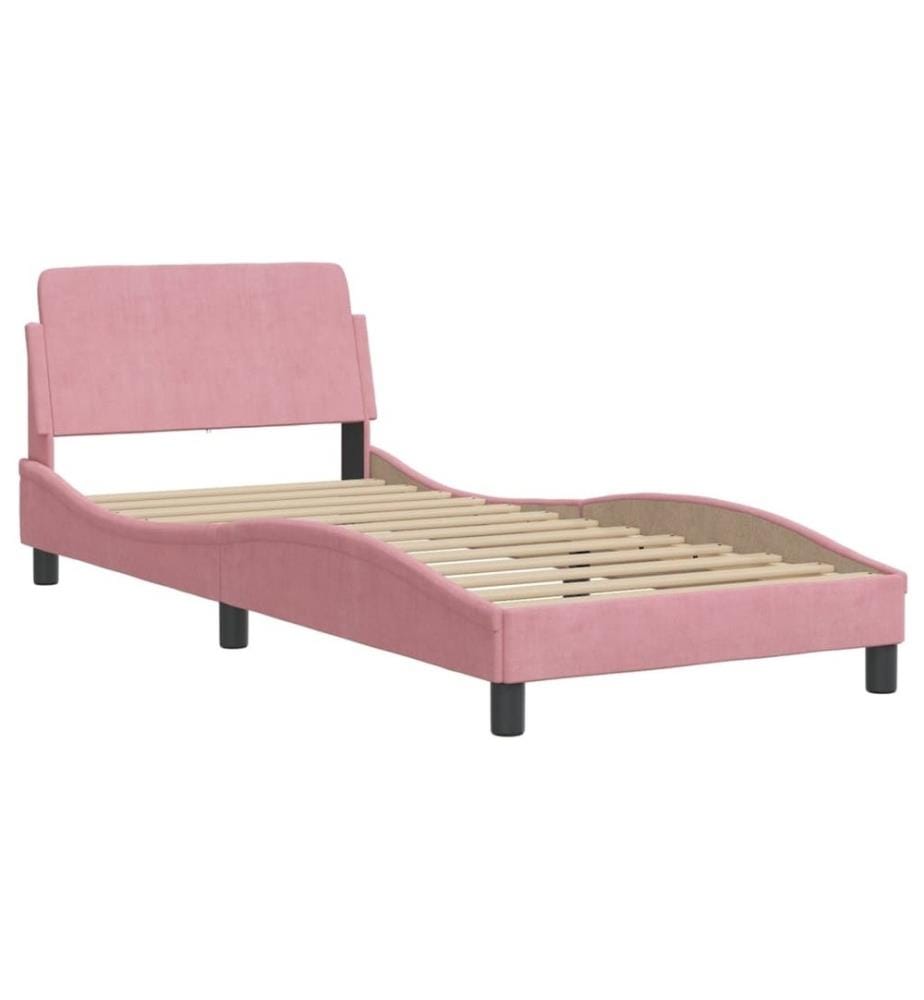 Bettgestell mit Kopfteil Rosa 90x200 cm Samt