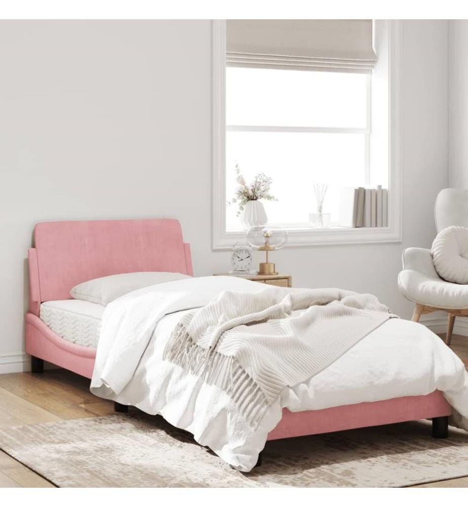 Bettgestell mit Kopfteil Rosa 90x200 cm Samt