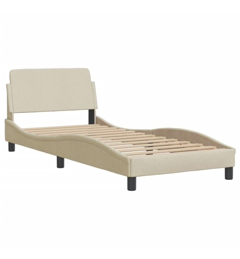 Bettgestell mit Kopfteil Creme 80x200 cm Stoff