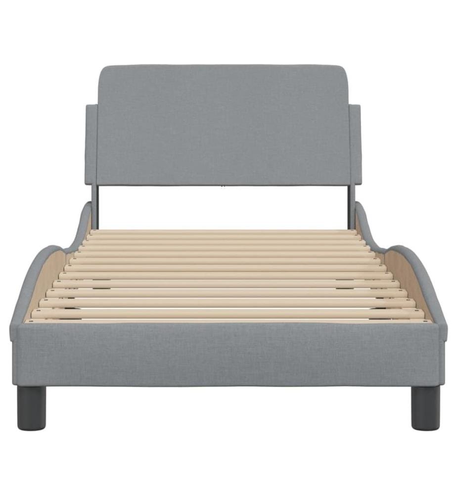 Bettgestell mit Kopfteil Hellgrau 90x190 cm Stoff
