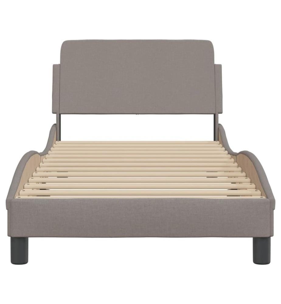 Bettgestell mit Kopfteil Taupe 90x200 cm Stoff