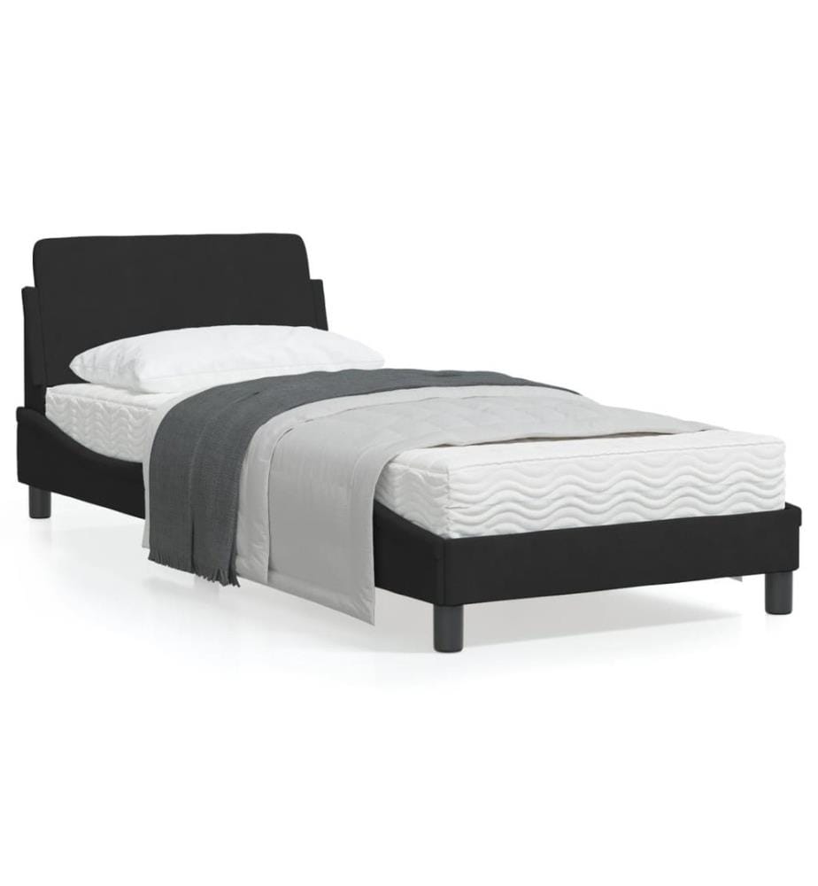 Bettgestell mit Kopfteil Schwarz 90x200 cm Samt