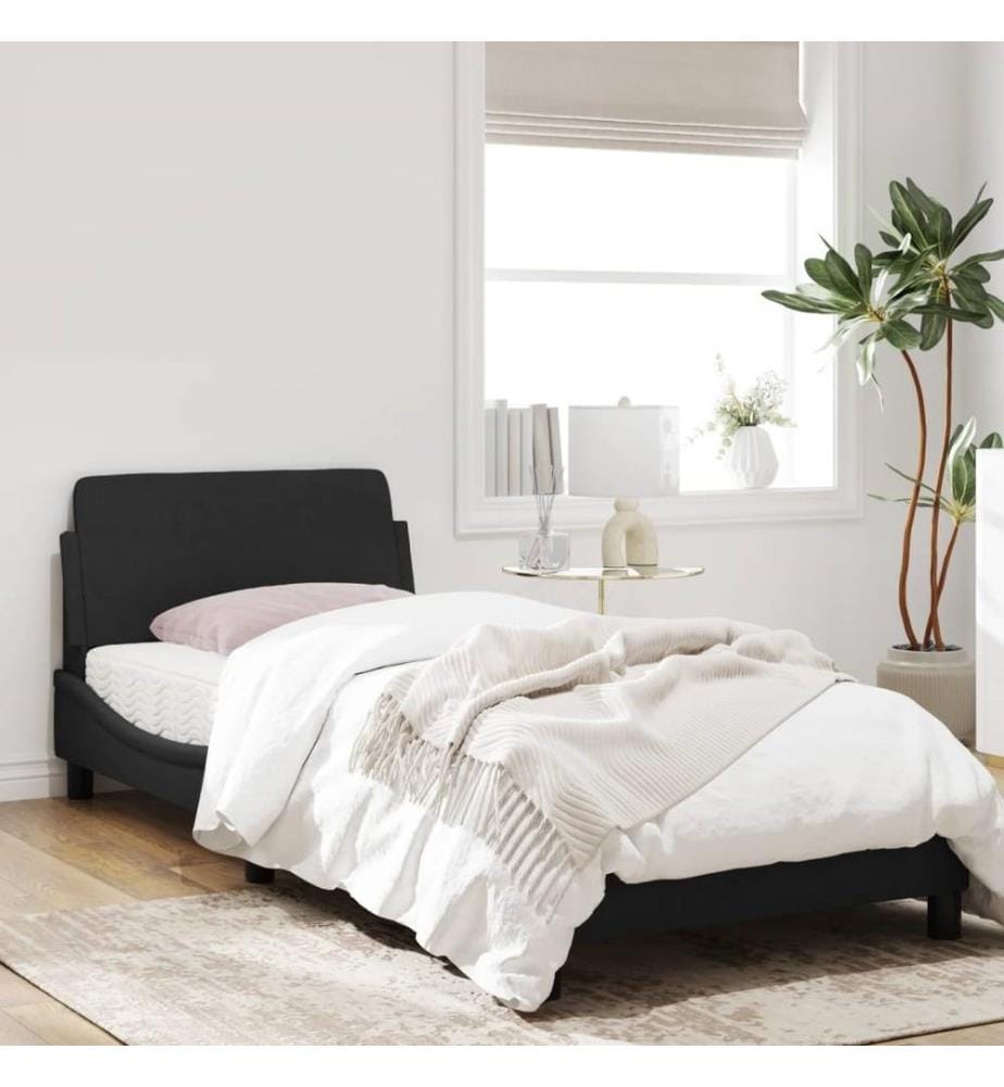 Bettgestell mit Kopfteil Schwarz 90x200 cm Samt