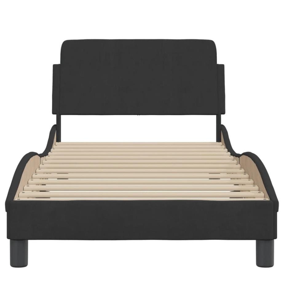 Bettgestell mit Kopfteil Schwarz 90x200 cm Samt