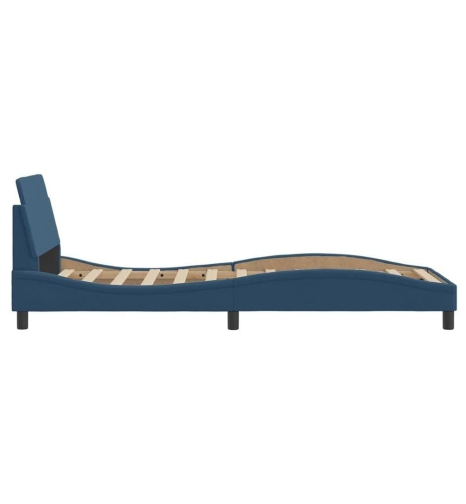 Bettgestell mit Kopfteil Blau 90x190 cm Stoff