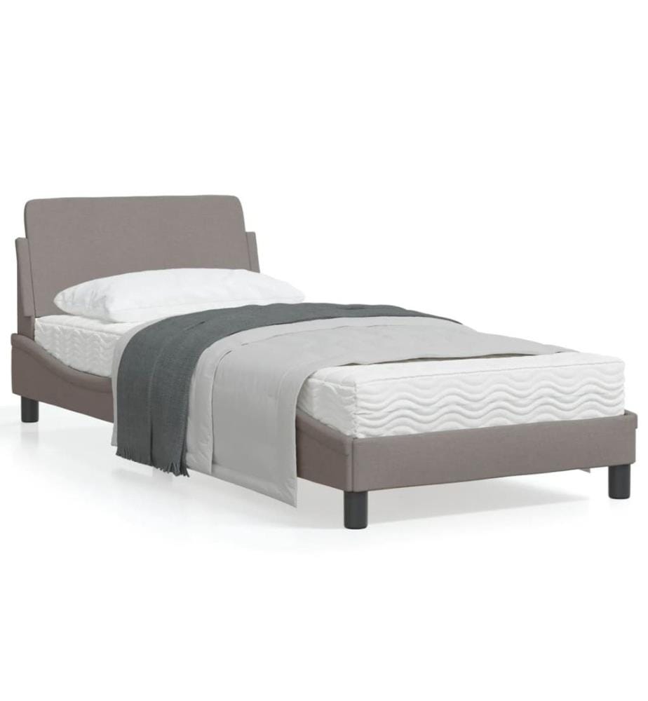 Bettgestell mit Kopfteil Taupe 80x200 cm Stoff