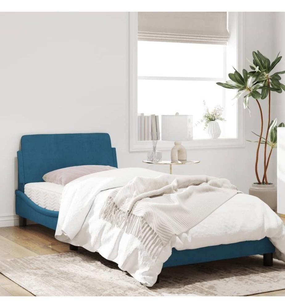 Bettgestell mit Kopfteil Blau 80x200 cm Samt