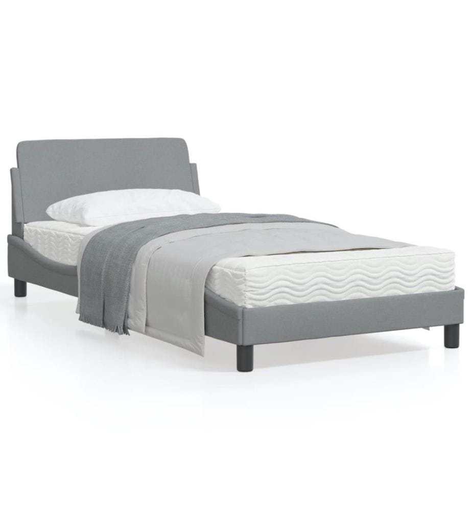 Bettgestell mit Kopfteil Hellgrau 100x200 cm Stoff
