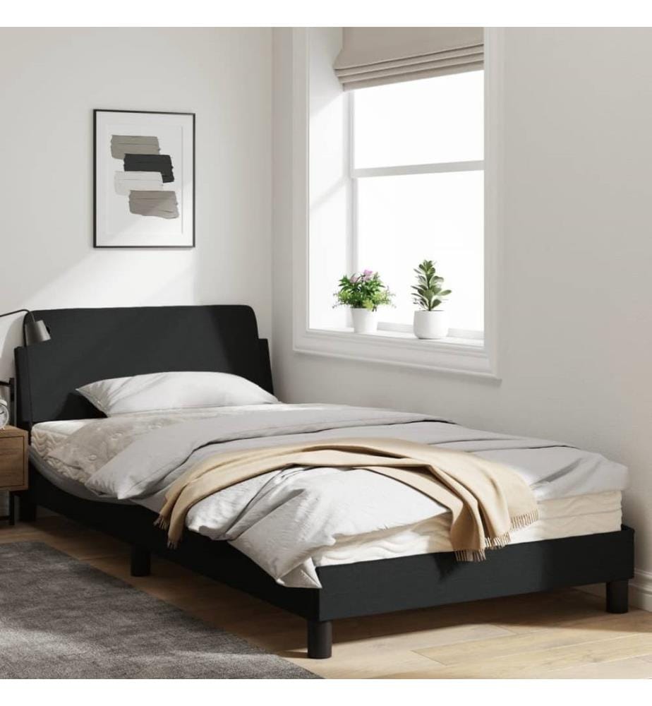 Bettgestell mit Kopfteil Schwarz 100x200 cm Stoff