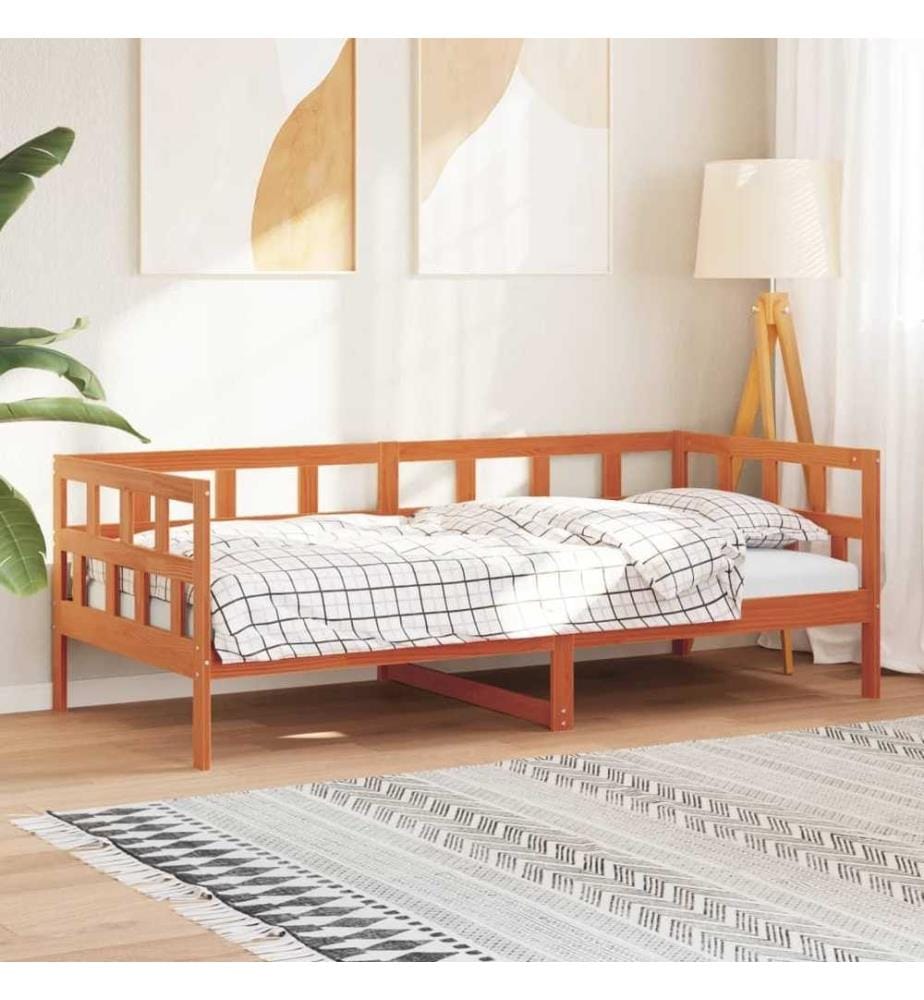 Tagesbett Wachsbraun 90x200 cm Massivholz Kiefer